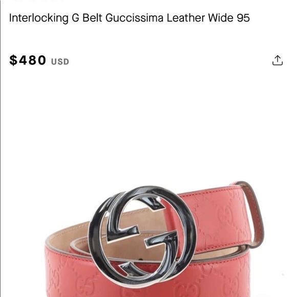 Red leather Gucci belt. - Picture 3 of 3
